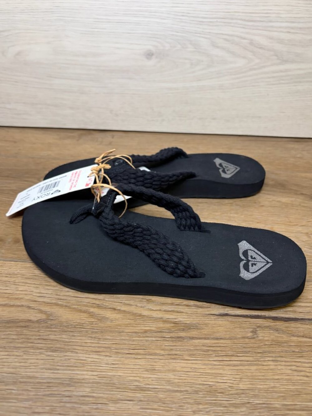 Roxy Braided Flip Flop Sandals Black Size 6